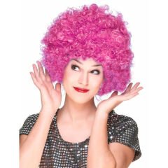 Fuşya Renk Kıvırcık Afro Bonus Peruk Saç Parti Peruğu (4944)