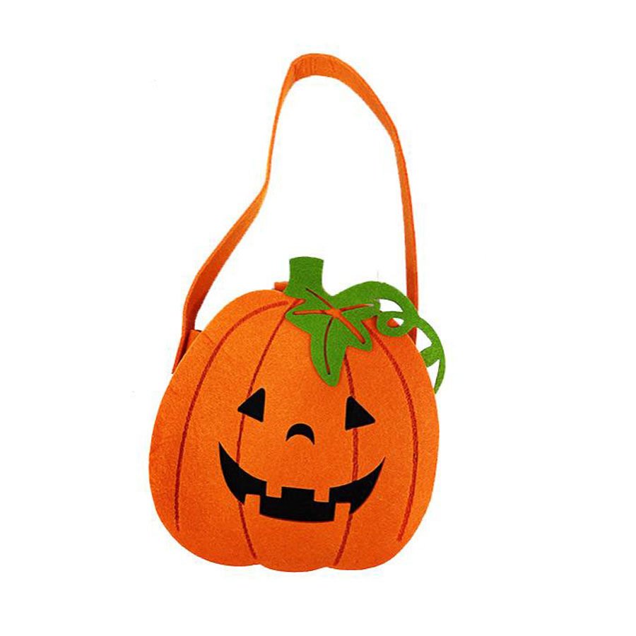 Turuncu Renk Dişli Yapraklı Balkabağı Şeker Çantası 15x12 cm