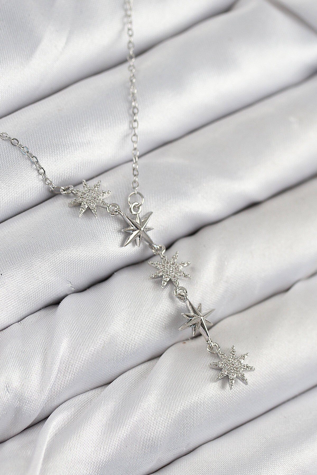 316L Çelik Yıldız Model Gümüş Renk Kadın Kolye - TJ-BKO10500