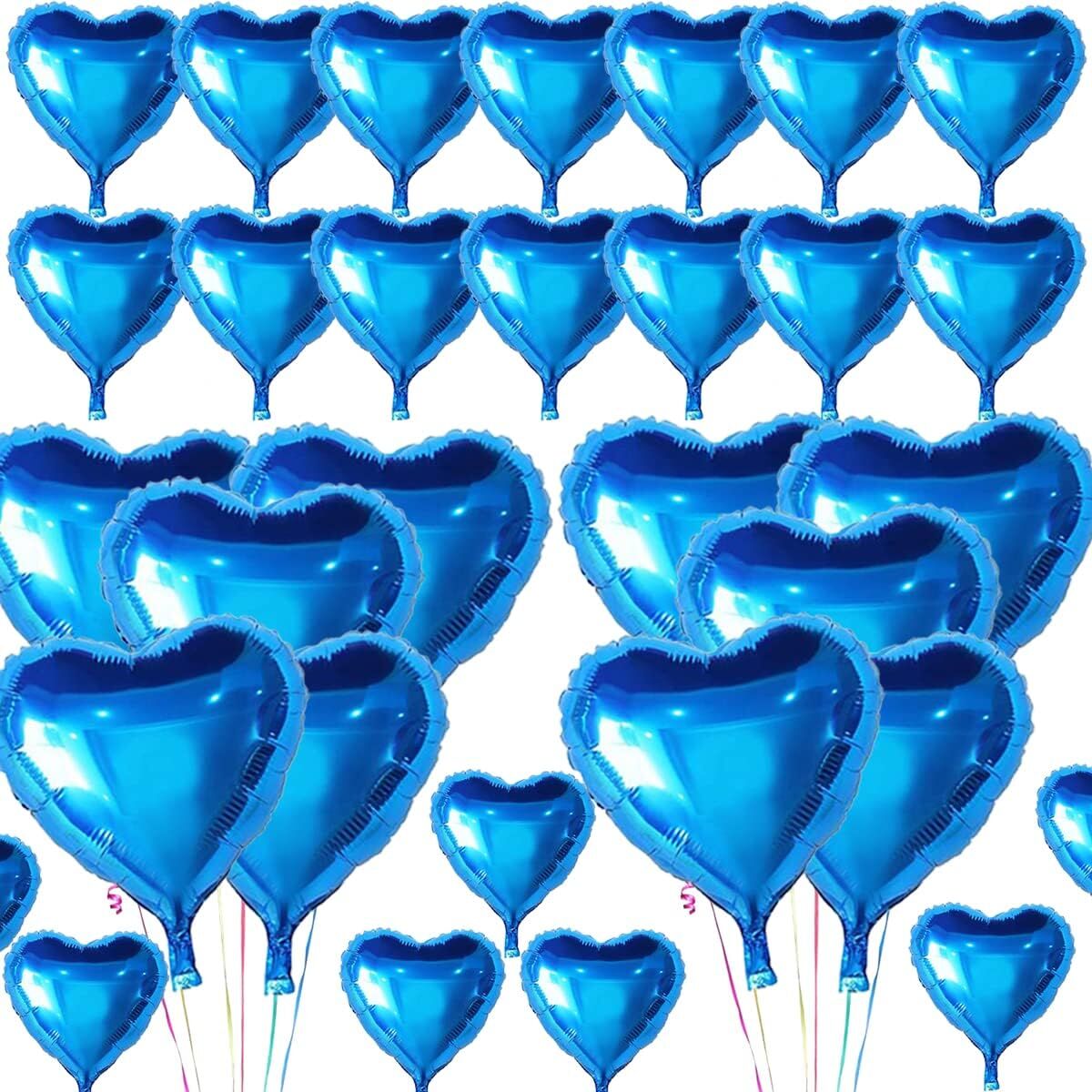 Metalize Parlak Mavi Kalp Şekilli Uçan Balon Folyo 18 inç 45 cm 25 Adet (4944)