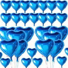 Metalize Parlak Mavi Kalp Şekilli Uçan Balon Folyo 18 inç 45 cm 25 Adet (4944)