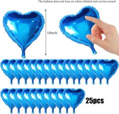 Metalize Parlak Mavi Kalp Şekilli Uçan Balon Folyo 18 inç 45 cm 25 Adet (4944)