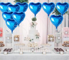 Metalize Parlak Mavi Kalp Şekilli Uçan Balon Folyo 18 inç 45 cm 25 Adet (4944)