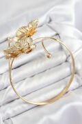 Pirinç Çiçekli Model Gold Renk Kadın Pazu Bileklik - TJ-BB7793