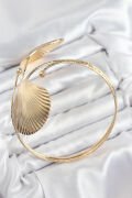 Pirinç İstiridye Model Gold Renk Kadın Pazu Bileklik - TJ-BB7798