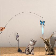 Vantuzlu Tüylü Zilli Olta Kedi Oyuncağı (4944)