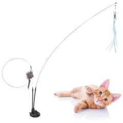 Vantuzlu Tüylü Zilli Olta Kedi Oyuncağı (4944)