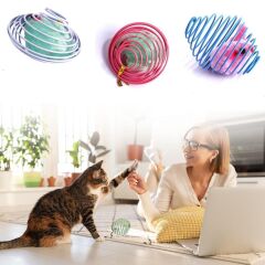 Yaylı Metal Fareli Kafes Kedi Oyun Topu Sıçrayan Spiral Kedi Topu (4944)