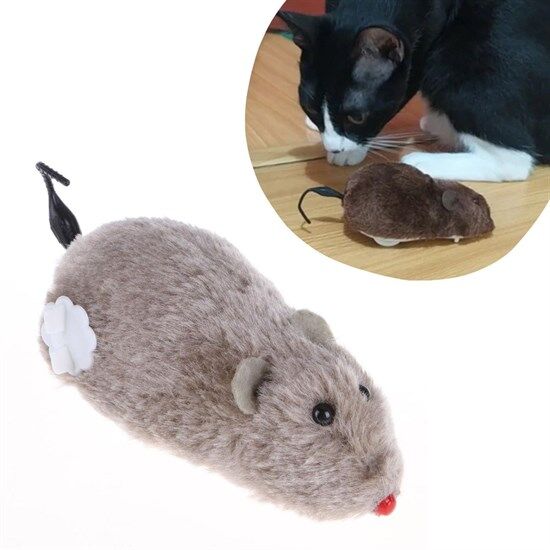 Kurmalı Kedi Eğitim Oyuncağı Tüylü Peluş Fare Yakalama İnteraktif Sevimli Eğlenceli Oyuncak (4944)