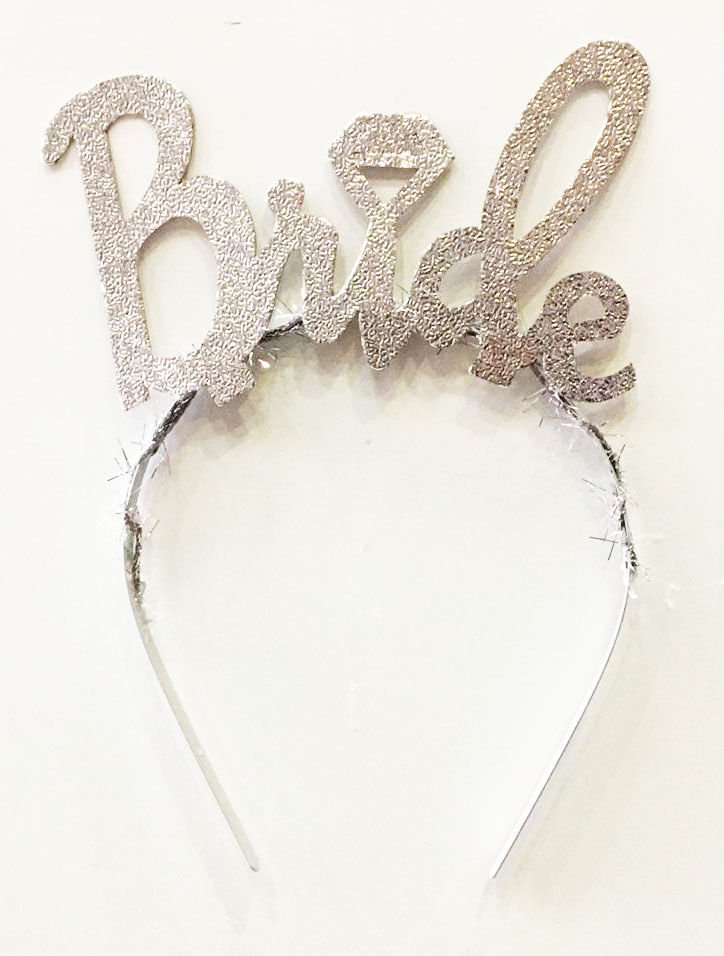 Gümüş Renk Bekarlığa Veda İtalik Yazı Alyanslı Bride Taç (4944)
