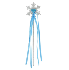 Kar Taneli Mavi Kalp Taşlı Saten Kurdeleli Karlar Ülkesi Elsa Asası Sopası 34 cm (4944)