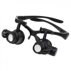 Gözlük Modeli 10X 15X 20X 25X Lens 2 Led Işıklı Büyüteç 9892G