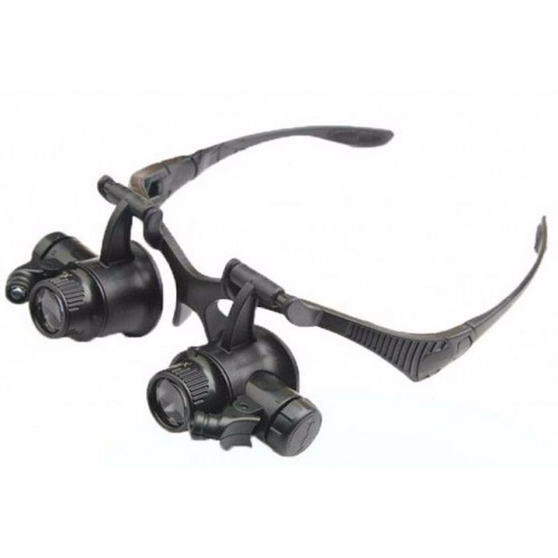 Gözlük Modeli 10X 15X 20X 25X Lens 2 Led Işıklı Büyüteç 9892G
