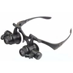 Gözlük Modeli 10X 15X 20X 25X Lens 2 Led Işıklı Büyüteç 9892G