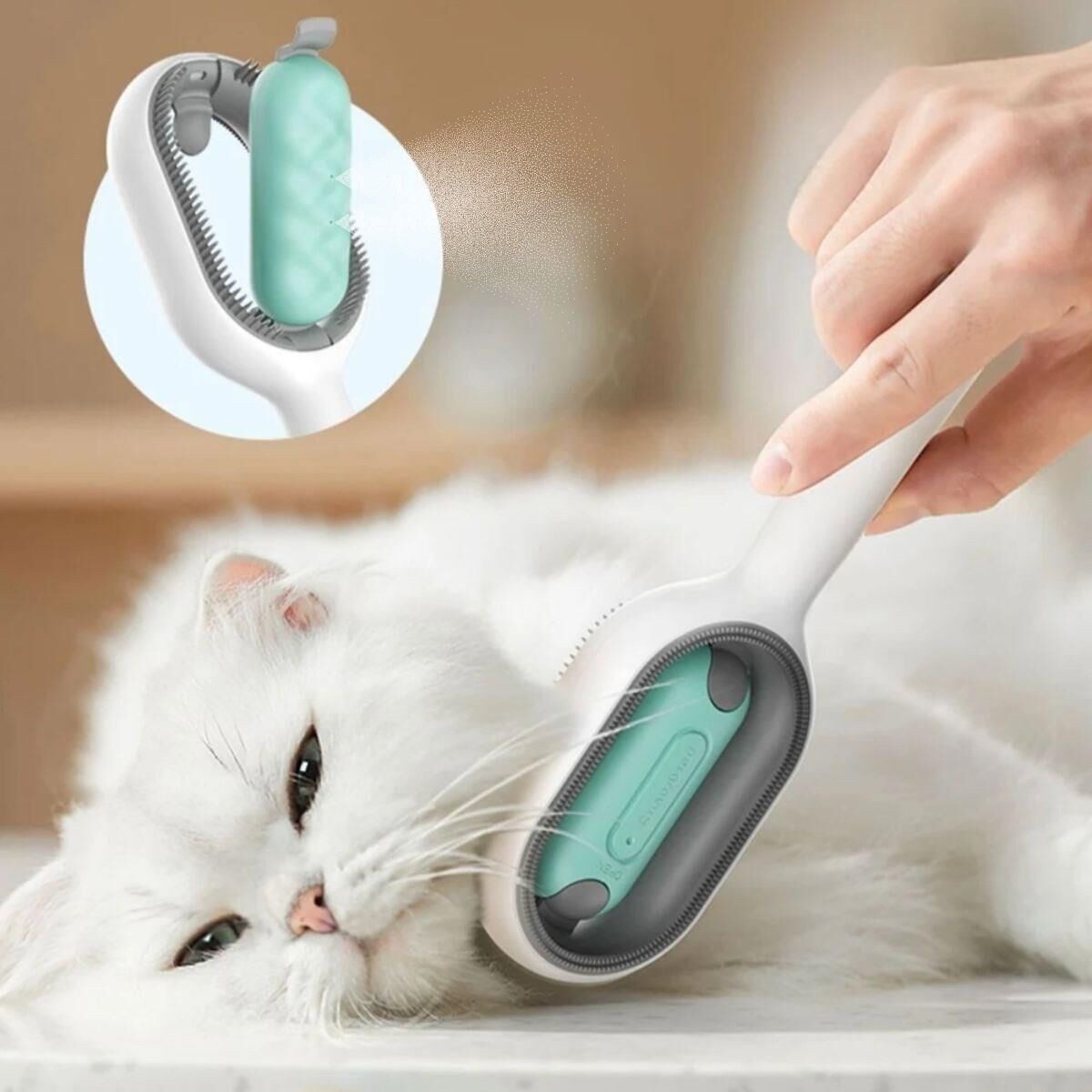 Su Hazneli Kedi ve Köpek Tüyü Toplamama Fırçası Su Hazneli Pet Tarağı (4944)