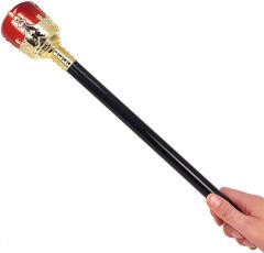 Altın Renk 60 cm Kral Tacı Kraliyet Tacı ve Kırmızı Topuzlu Kral Asası Seti (4944)