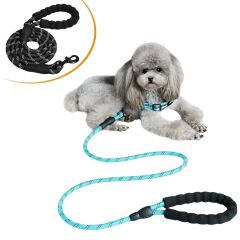 Reflektörlü Fosforlu Köpek Gezdirme Halatı Tasma Kayışı Metal Kancalı 130 cm (4944)