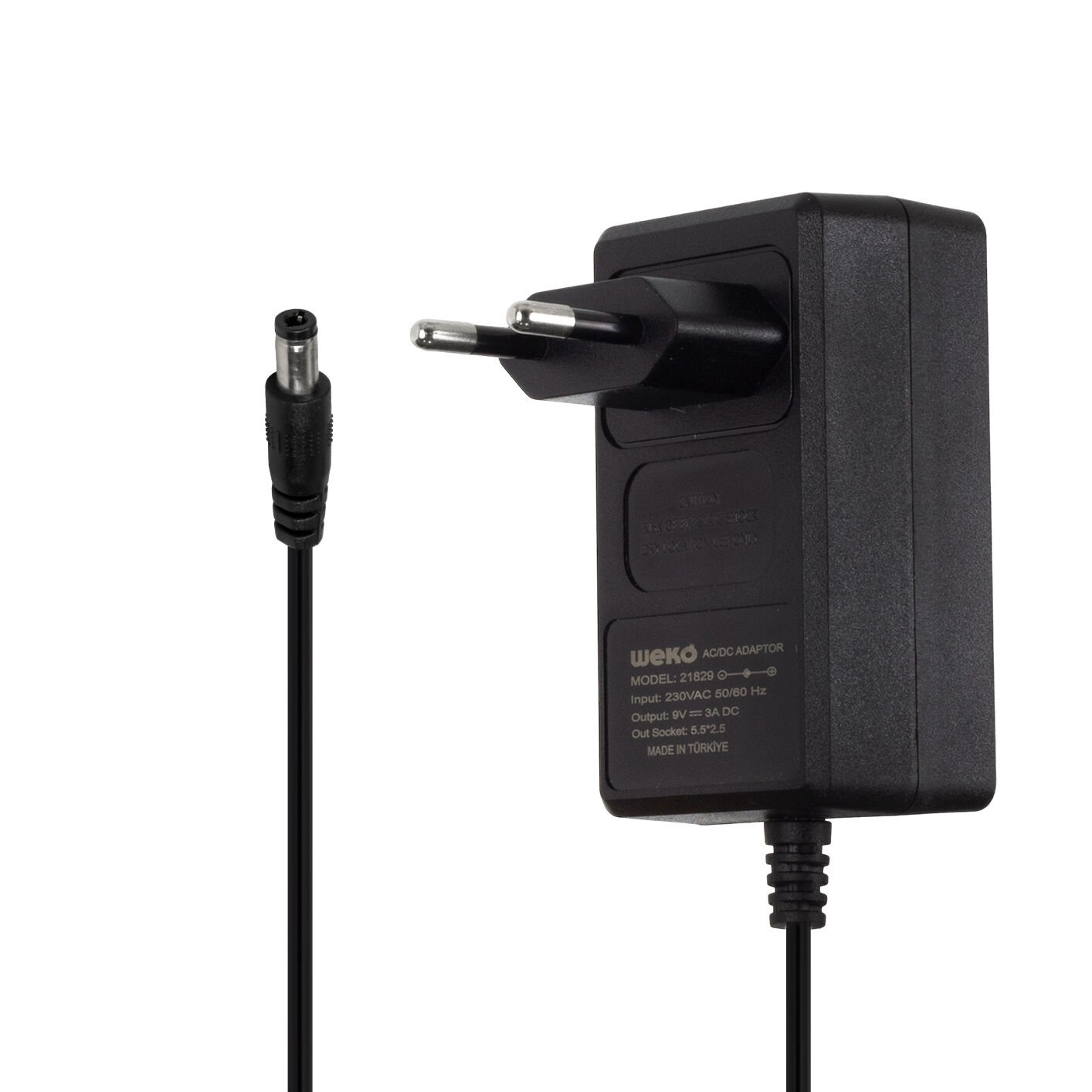 9 VOLT - 3 AMPER 5.5*2.5 UÇLU YERLİ ÜRETİM PLASTİK KASA PRİZ TİPİ ADAPTÖR (4944)