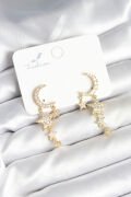 Ay ve Yıldız Model Gold Renk Pirinç Kadın Küpe - TJ-BKP11295