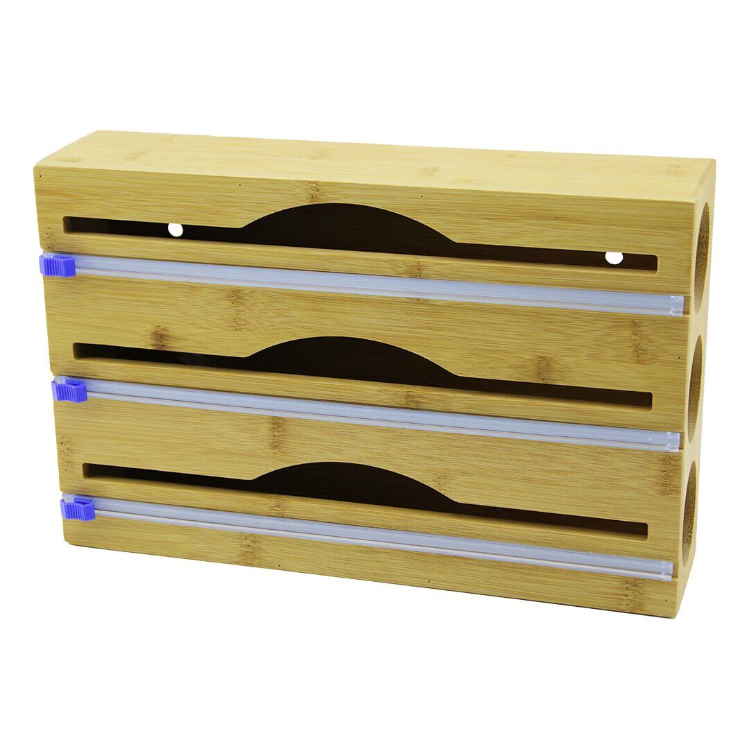 3IN1  AHŞAP BAMBU STREÇLİK FOLYOLUK  KESİCİ BIÇAK KANALLI   22X34CM (4944)