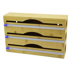 3IN1  AHŞAP BAMBU STREÇLİK FOLYOLUK  KESİCİ BIÇAK KANALLI   22X34CM (4944)