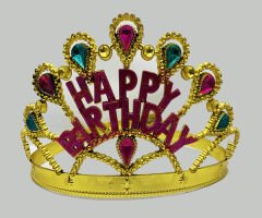 Altın Renk Happy Birthday Yazılı Doğum Günü Tacı 60 cm (4944)