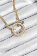 316L Çelik Zirkon Taşlı Takılabilir Gold Renk Kadın Kolye - TJ-BKO10506