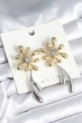 Çiçek Model Gold Gümüş Renk Kadın Küpe - TJ-BKP11298