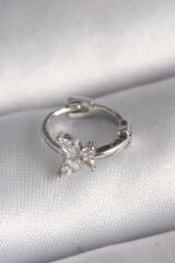 316L Çelik Gümüş Renk Zirkon Taşlı Kelebek Model Tragus Piercing - TJ-PR1321