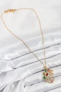 316L Çelik Zirkon Taşlı Tavus Kuşu Model Gold Renk Kadın Kolye - TJ-BKO10514