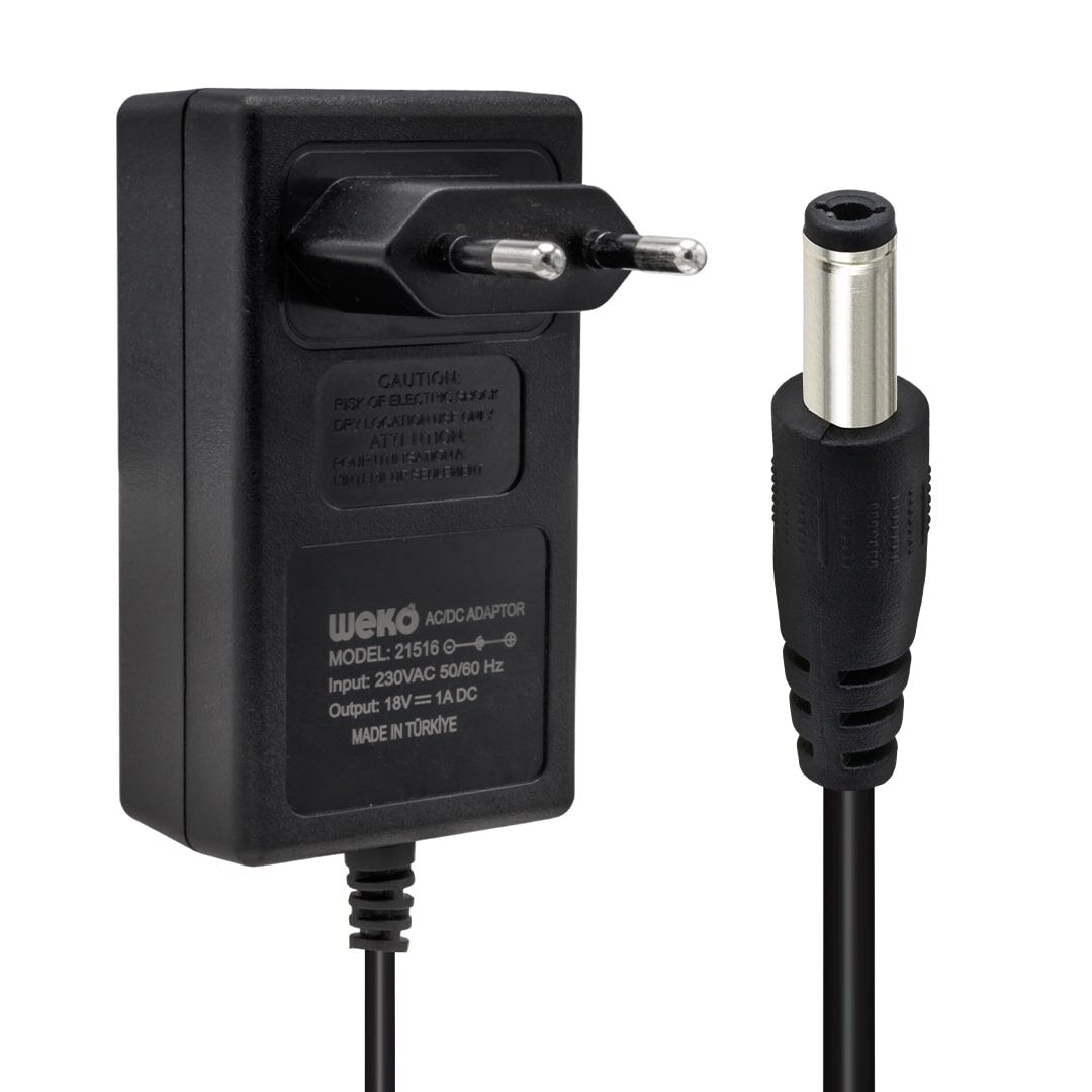 18 VOLT - 1 AMPER 5.5*2.5 UÇLU YERLİ ÜRETİM PRİZ TİPİ ADAPTÖR (4944)