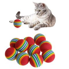 3lü Gökkuşağı Sünger Kedi Köpek Çiğneme Oyun Topu 4,2 cm (4944)