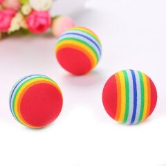 3lü Gökkuşağı Sünger Kedi Köpek Çiğneme Oyun Topu 4,2 cm (4944)